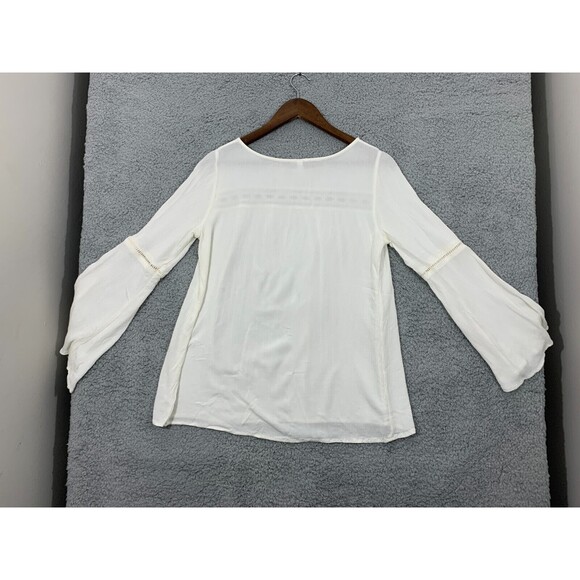 XHILARATION White Flare Sleeve Window Lace Blouse Prairiecore CottageCore Granny - Picture 6 of 13